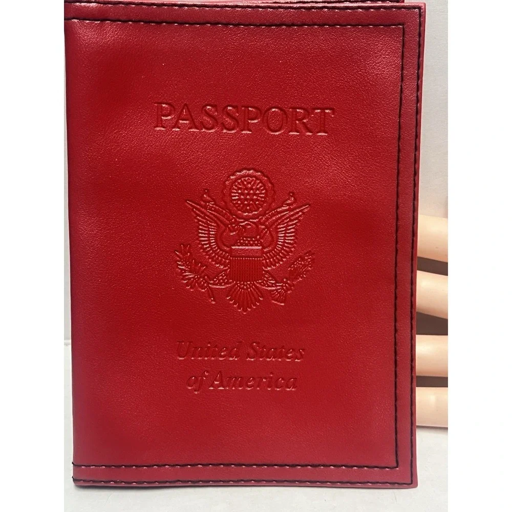 Red‎ Passport Holder Cover United States of America Seal non leather